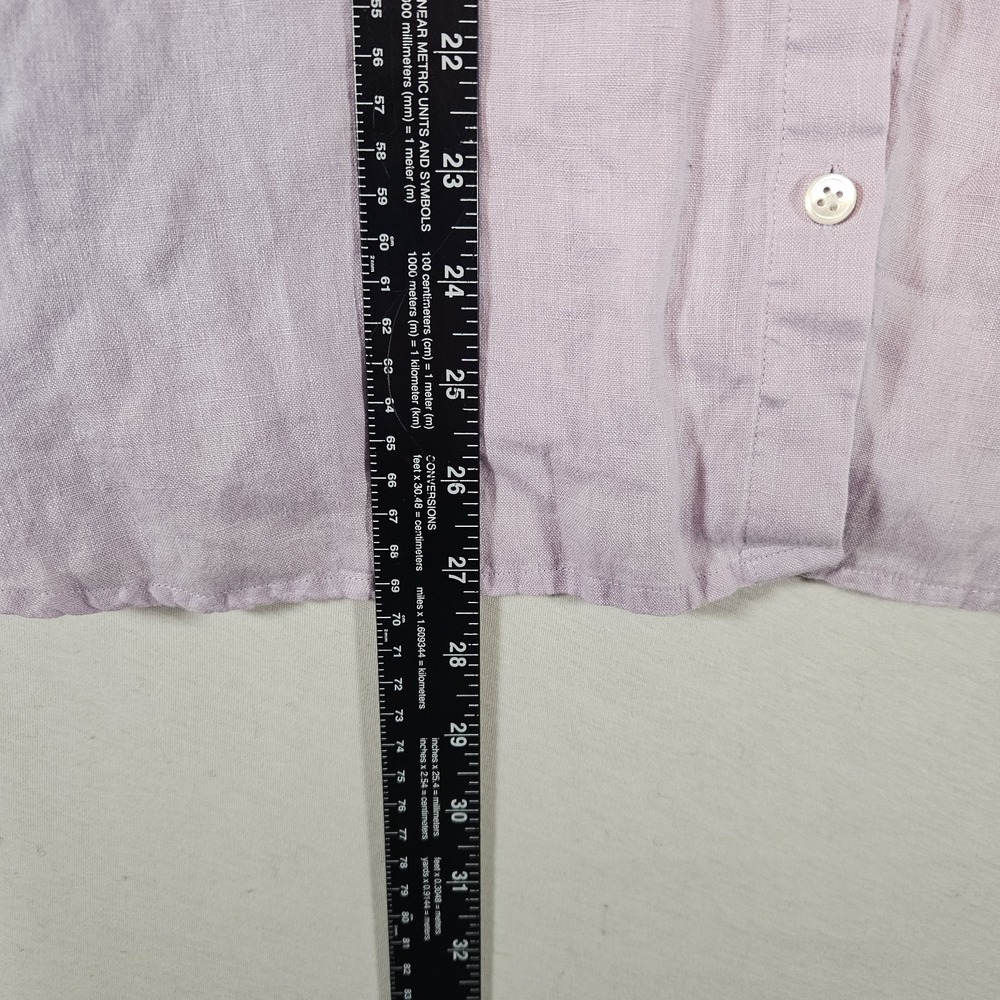 J Jill Blouse Love Linen Button Down Lagenlook Womens Large Petite Lavender - Picture 6 of 7